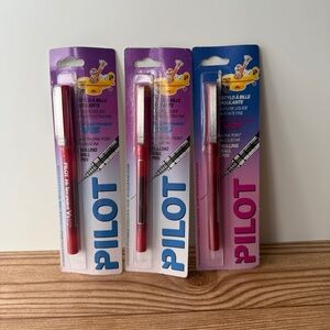 Vintage Pilot V5 (x2) & V7 Hi-Tec Point Extra Fine Point Red Liquid Pens New